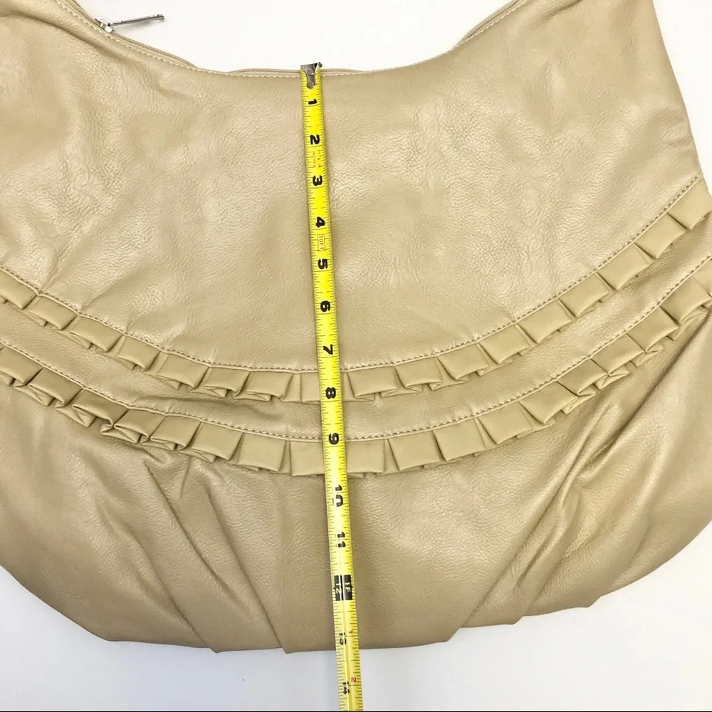 Cream Hobo Ruffle Hobo Purse